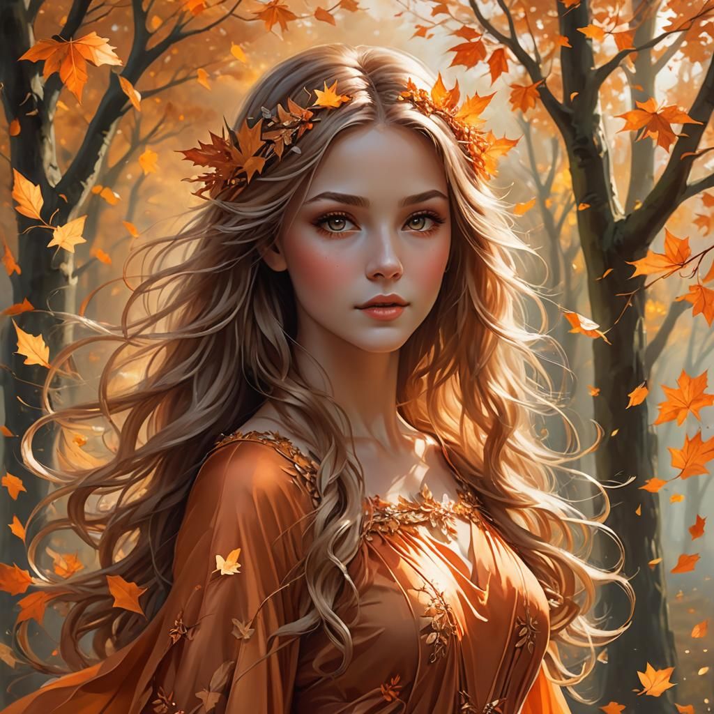 Ethereal Fairy Casting Autumnal Spell in Fantasy Glade