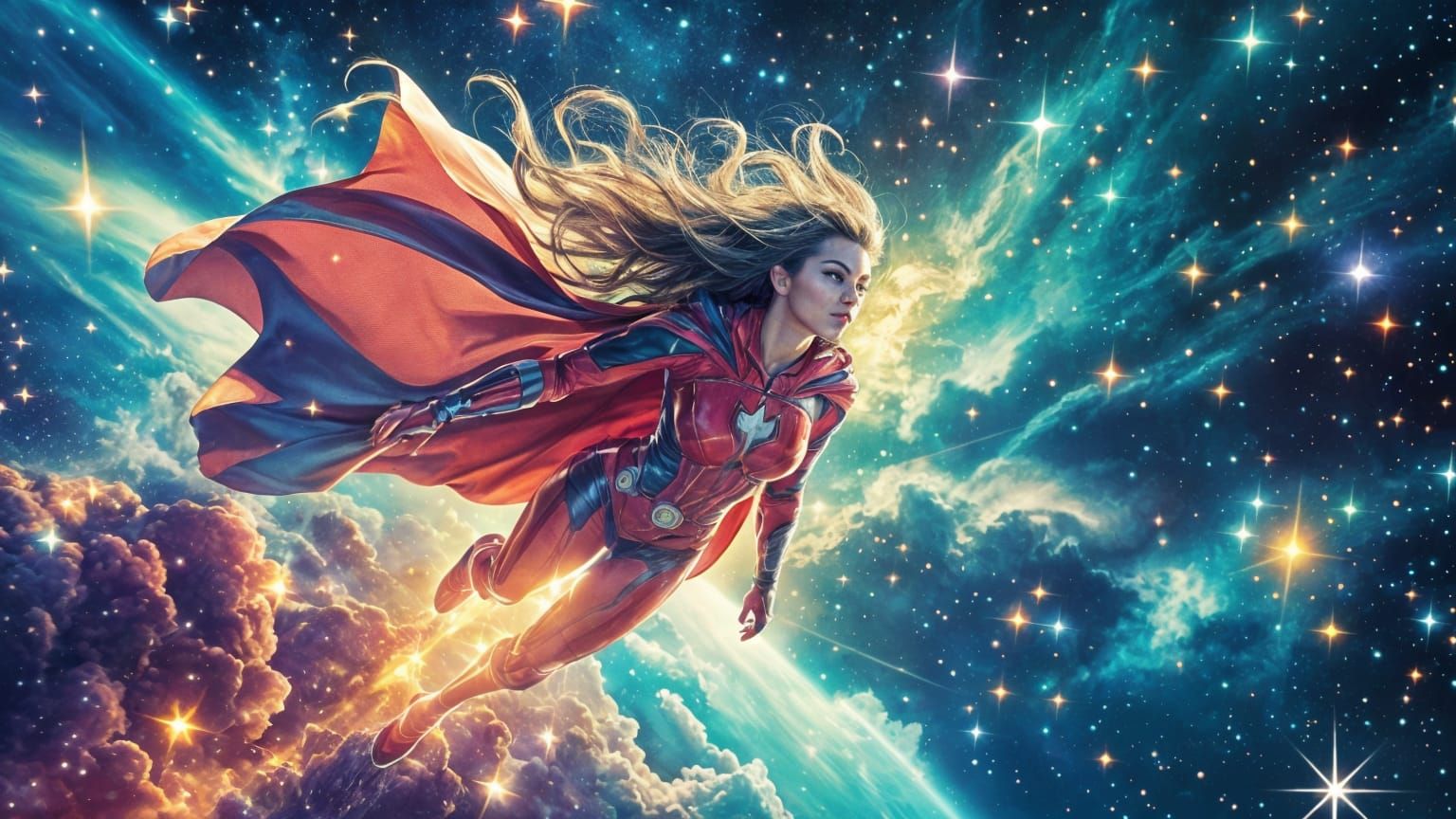 Superheroine with Cosmic Powers in a Photograph