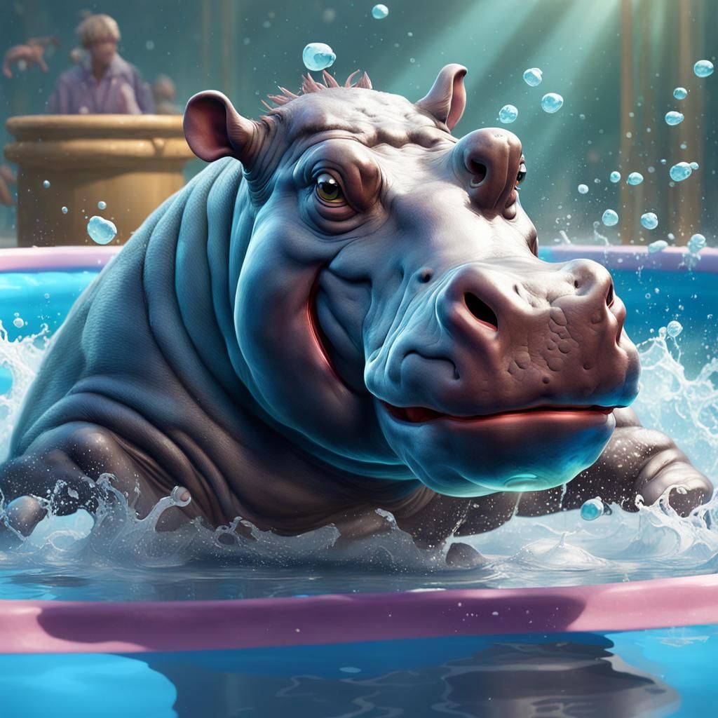 Hippo's Joyful Synchronized Swimming Performance