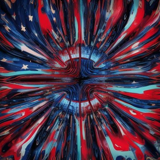 Surreal American Flag in Dreamlike Atmosphere