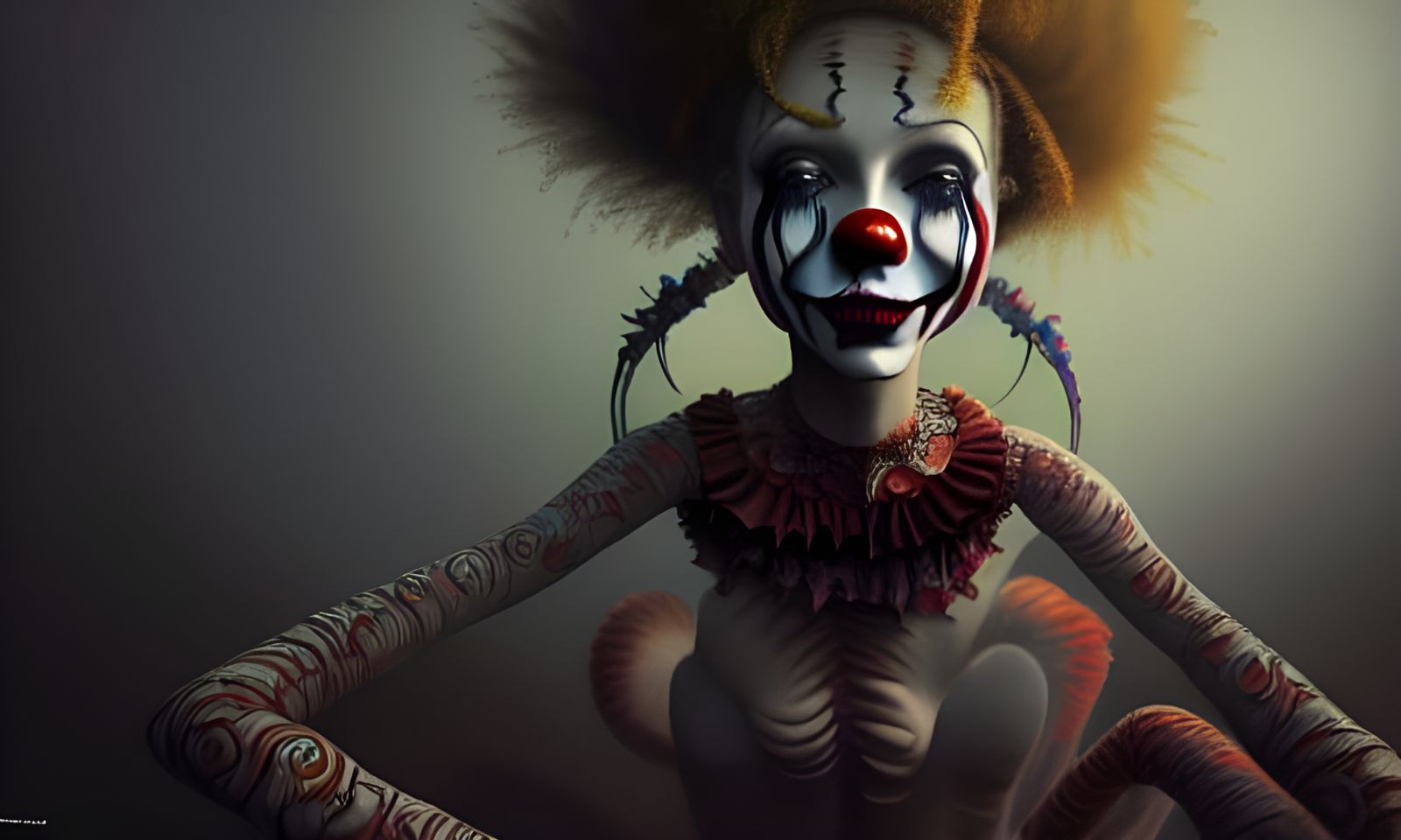Creepy Clown Girl: Ominous Detailed Portrait