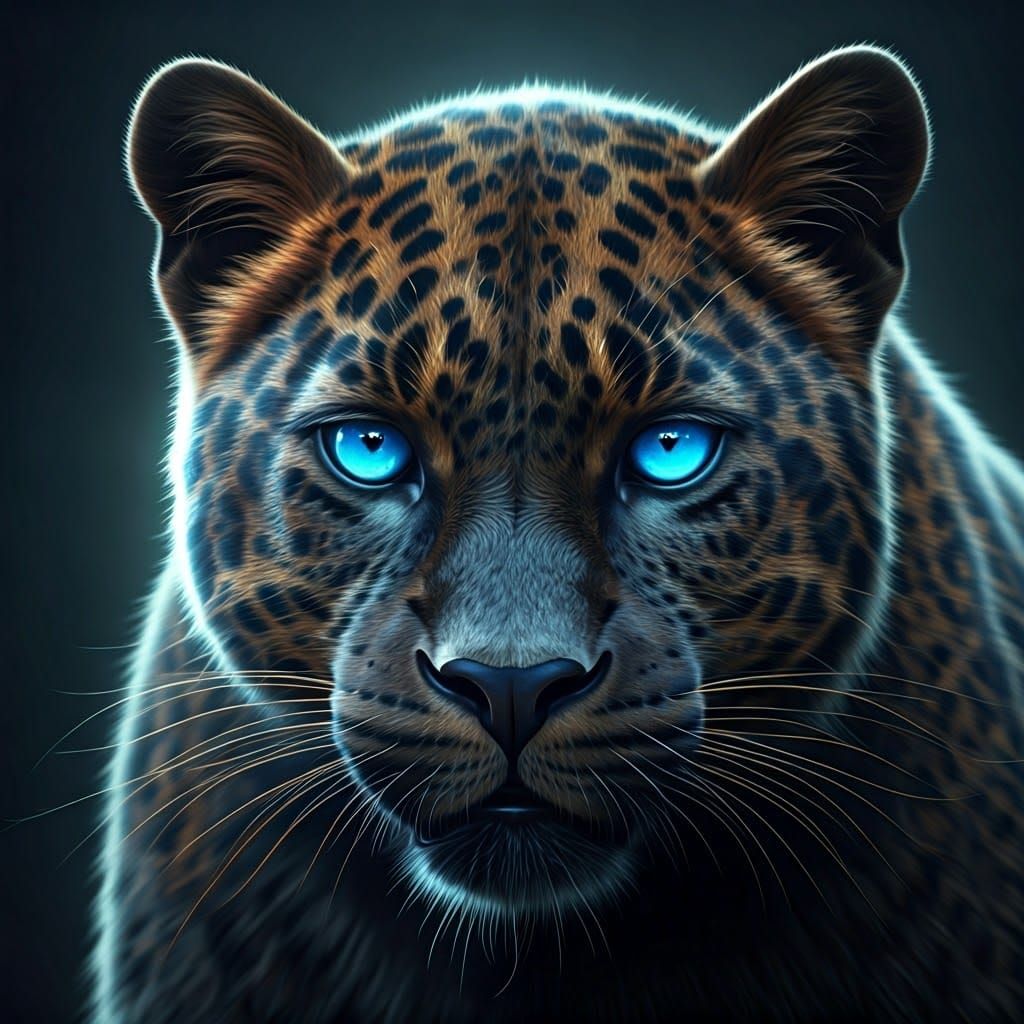 Black Panther with Blue Eyes in Rio: Digital Painting
