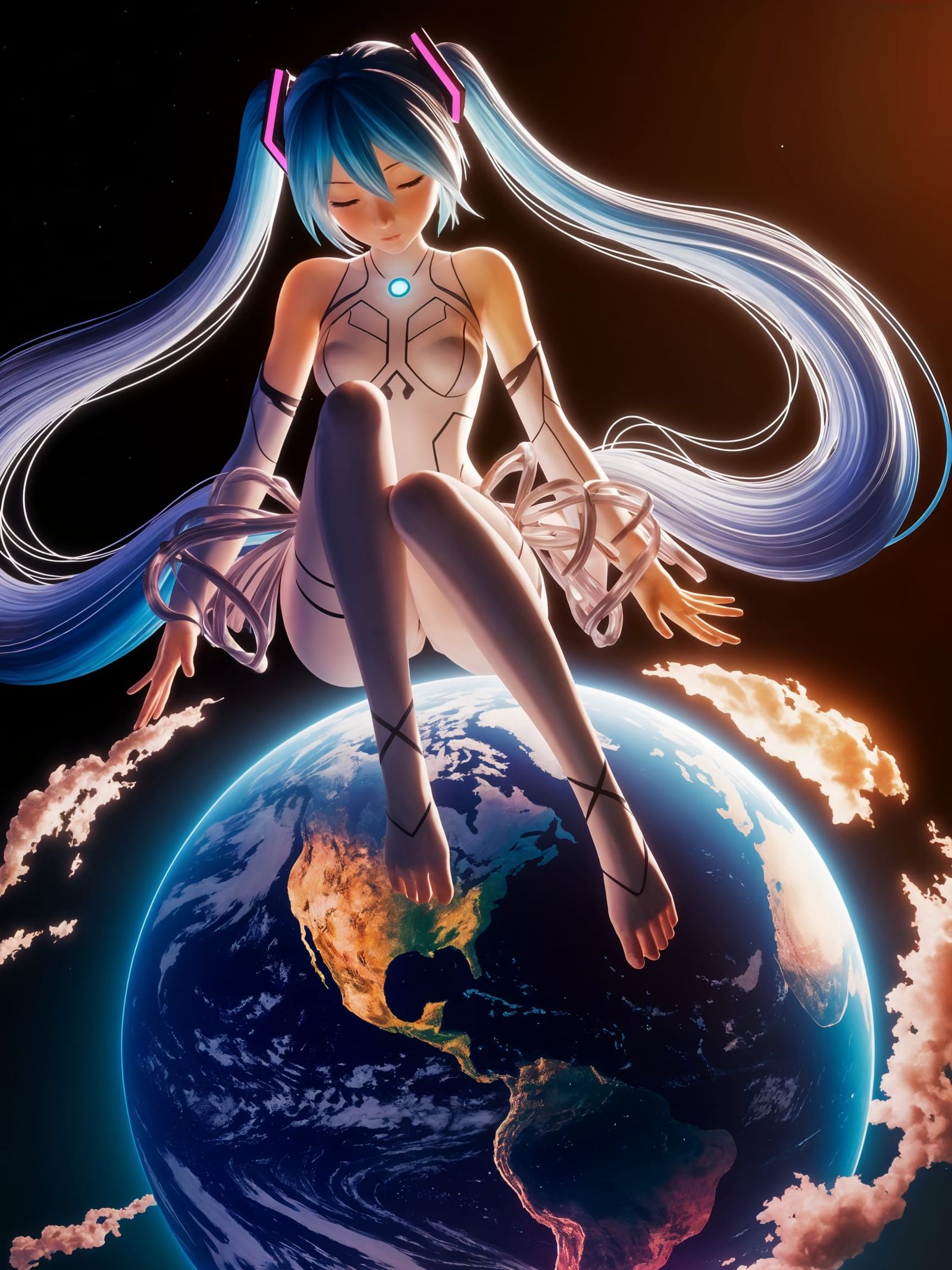 Cosmic Hatsune Miku in 3D Anime Art