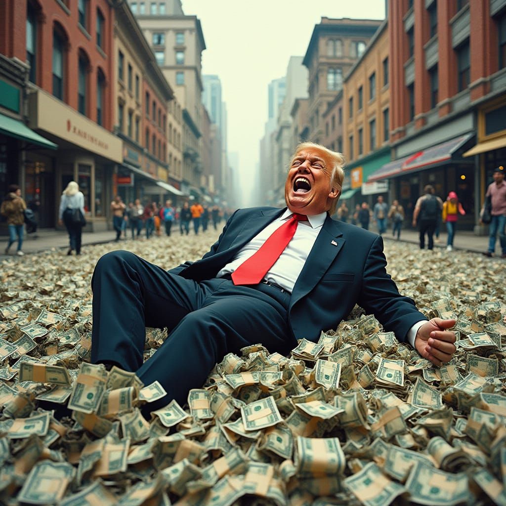 Satirical Commentary on Greed and Chaos in America