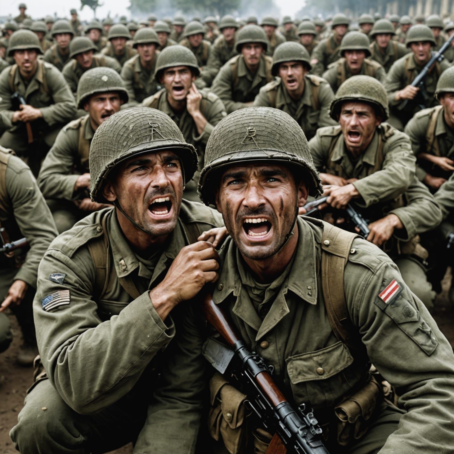 World War Soldiers in Emotional Movement