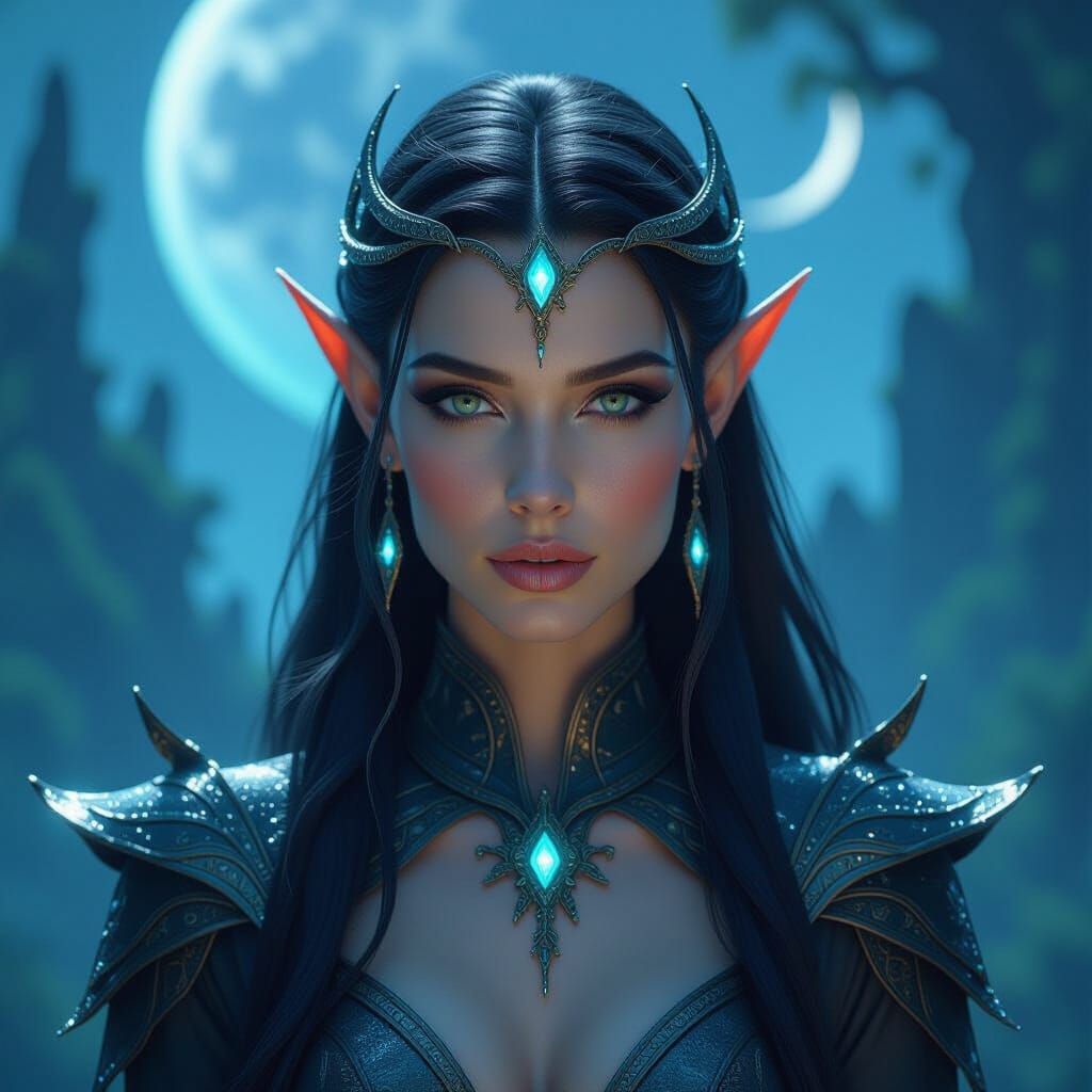 Elven Queen on Alien Planet in Sci-Fi Attire
