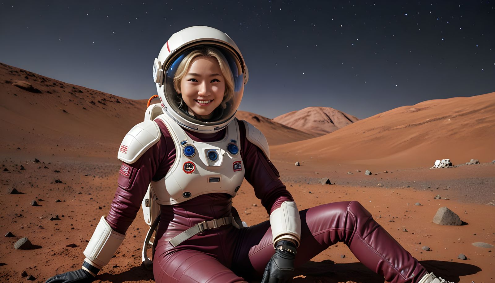 Relaxing Mongolian Astronaut on Mars in 8k