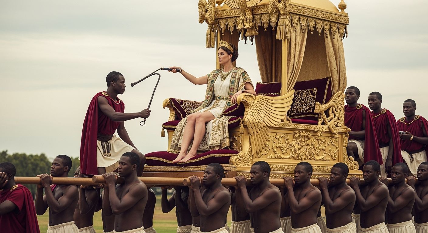 Majestic Roman Empress on Imperial Throne