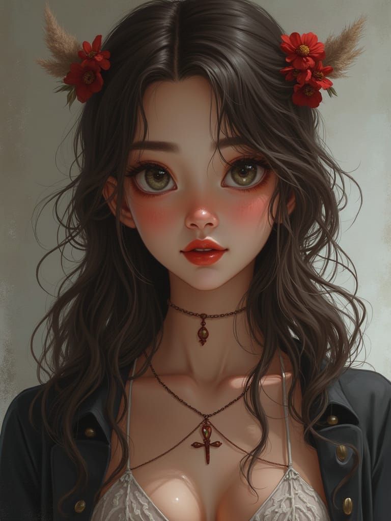 Anime Woman Smiling in Front of Nightclub