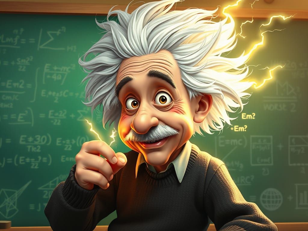 *"Genius at Work" — A playful caricature of Albert Einstein ...