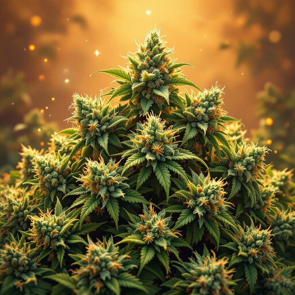 Lush Marijuana Buds in Stylized Digital Painting