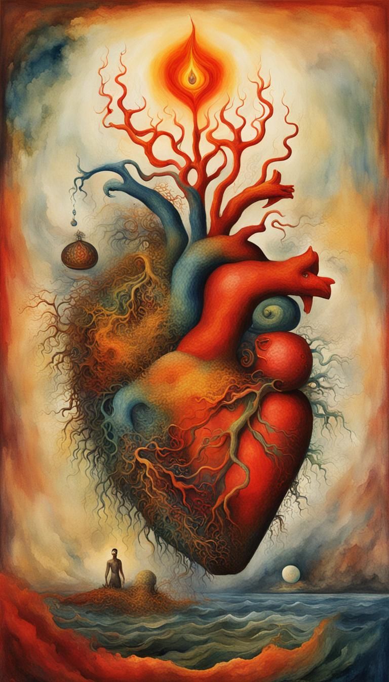 Heart of flame ,Sacred Heart Of Christ ,sea weed   Je me sou...