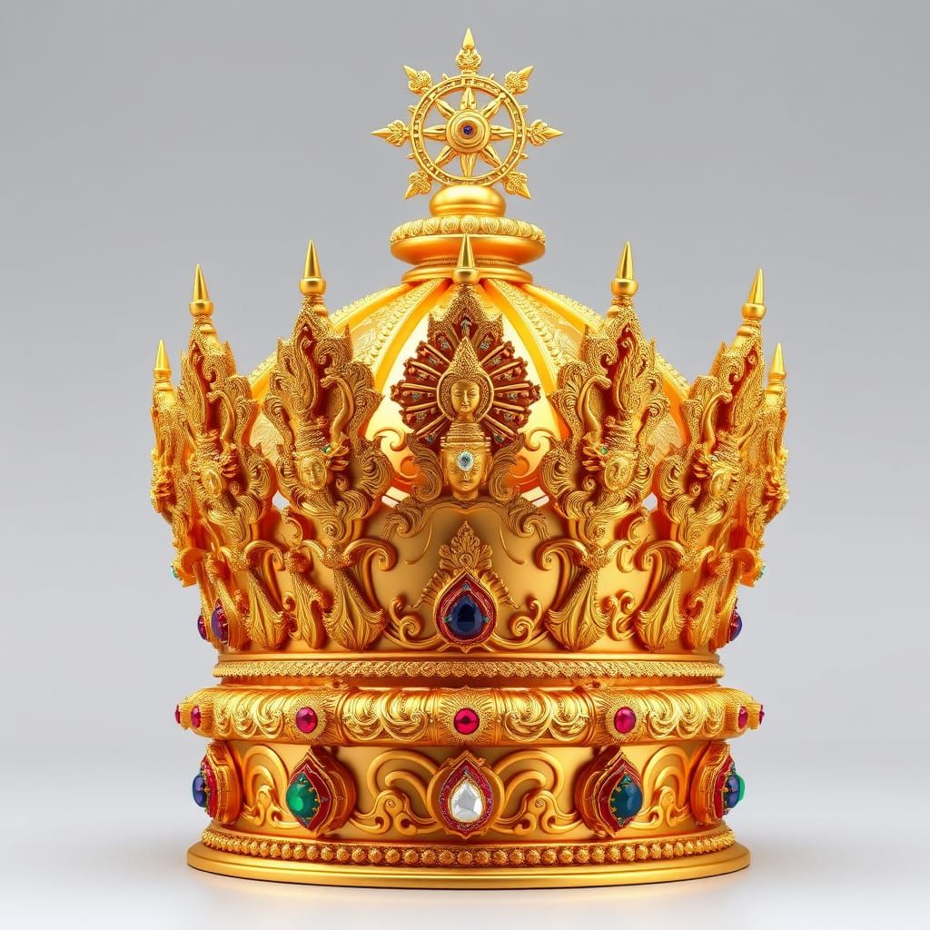 Ethereal Siamese Imperial Crown in Traditional Thai, Indian,...