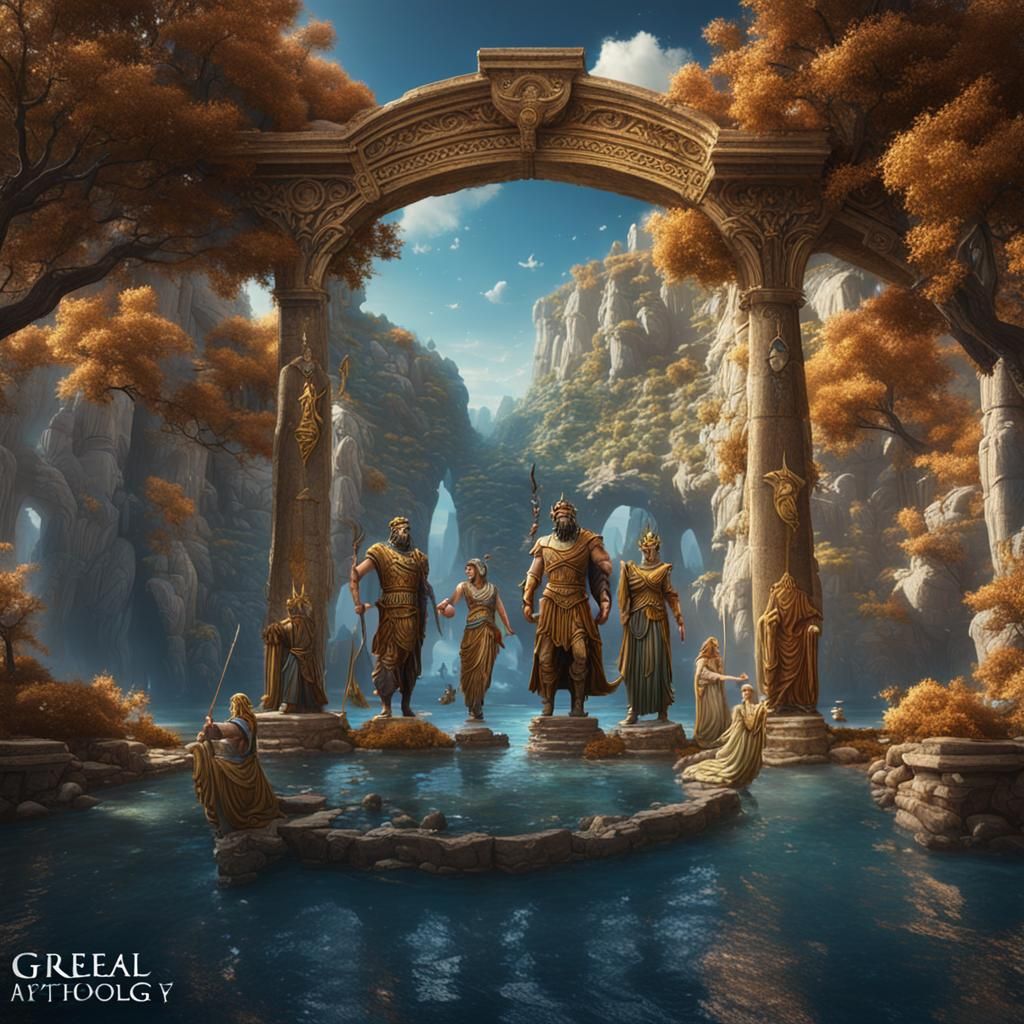 Greek Gods in Detailed Matte Painting Style
