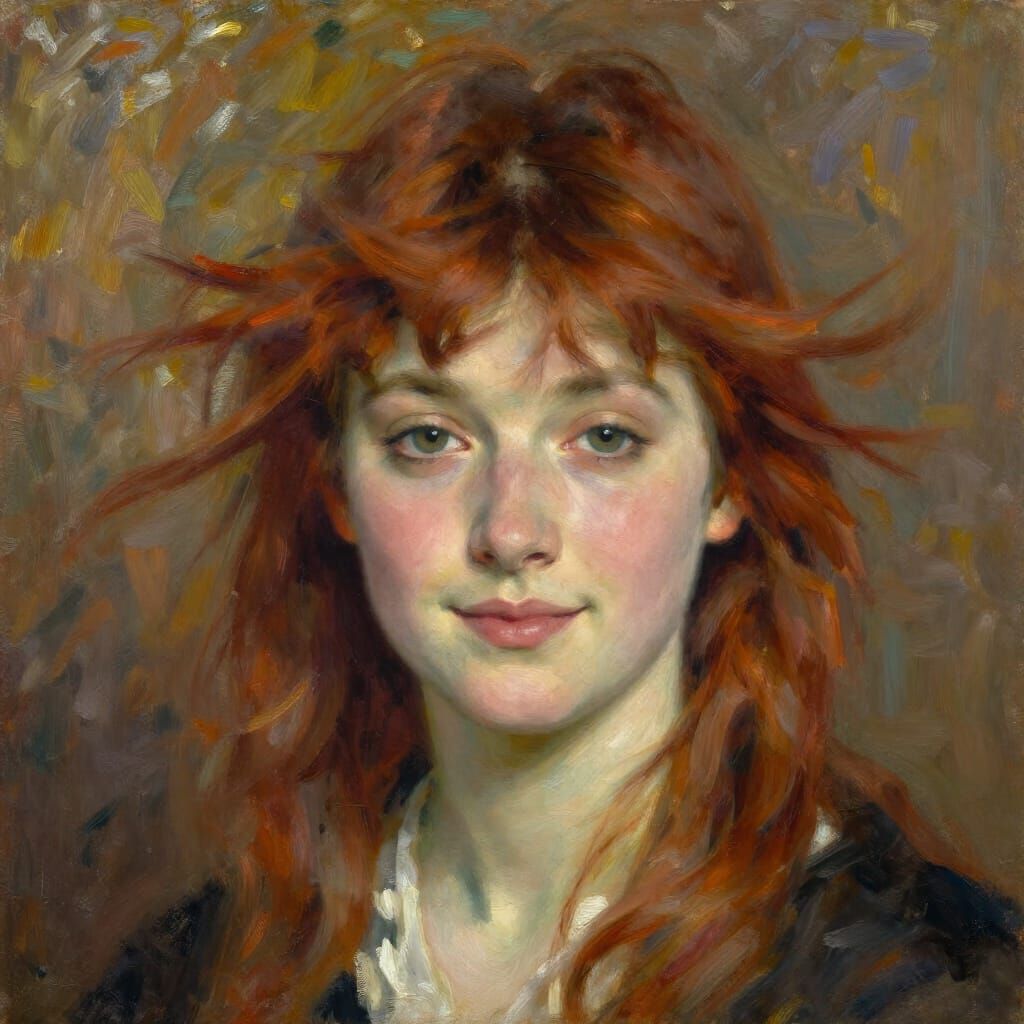 Impressionist Portrait of Woman with Auburn Hair