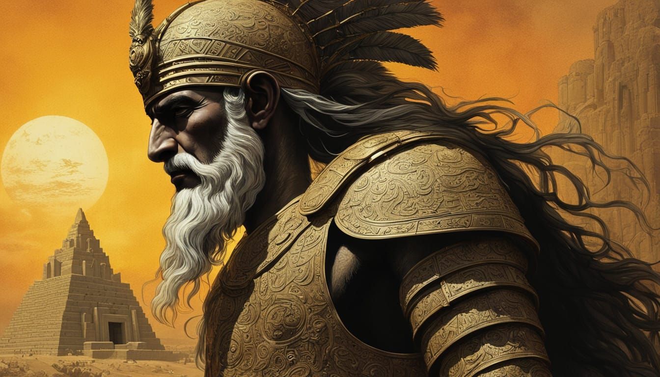 Majestic King Gilgamesh in Ancient Sumerian Regalia