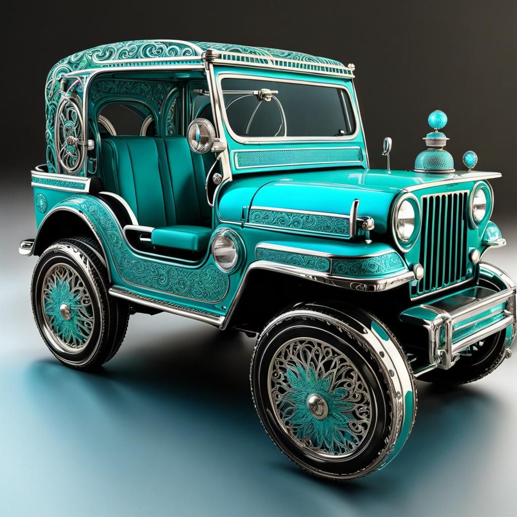 Filigree Teddy Bear in Jeep Line Drawing