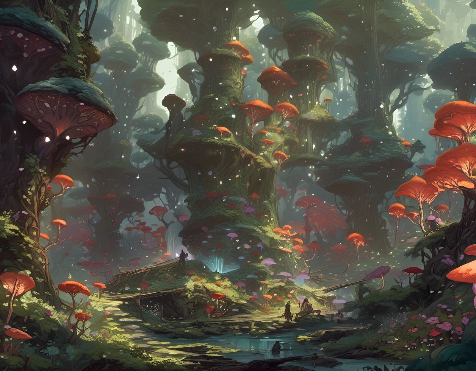 Feywild Forest Map with Technicolor Fungi