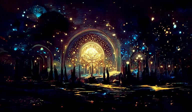 Luminescent Magical City in Sci-Fi Fantasy Style