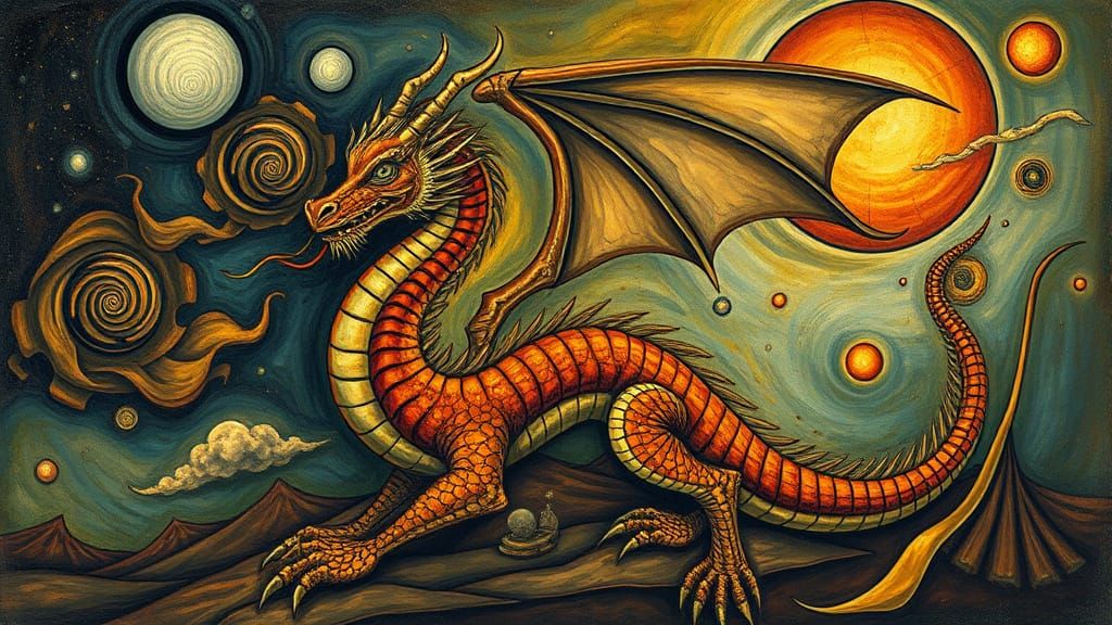 Surreal Dragon in Salvador Dali Style
