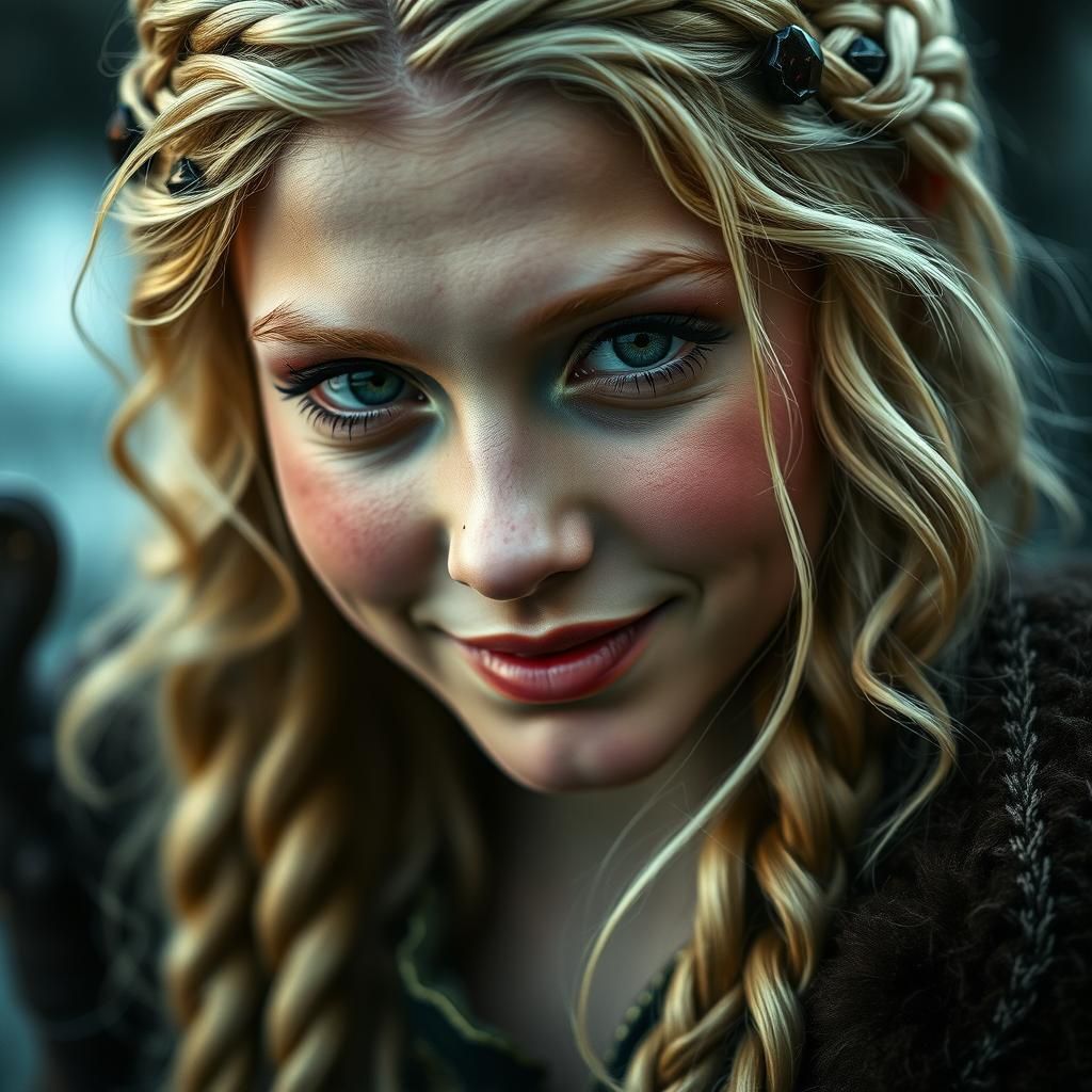 Nordic Viking Witch Portrait in Digital Art Style