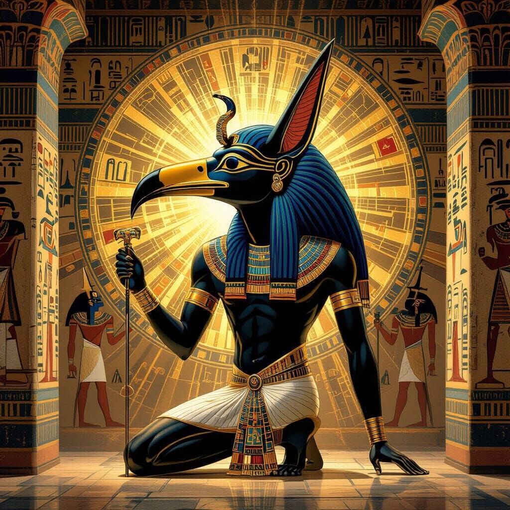 Eye of Horus with Egyptian God in Classical Style