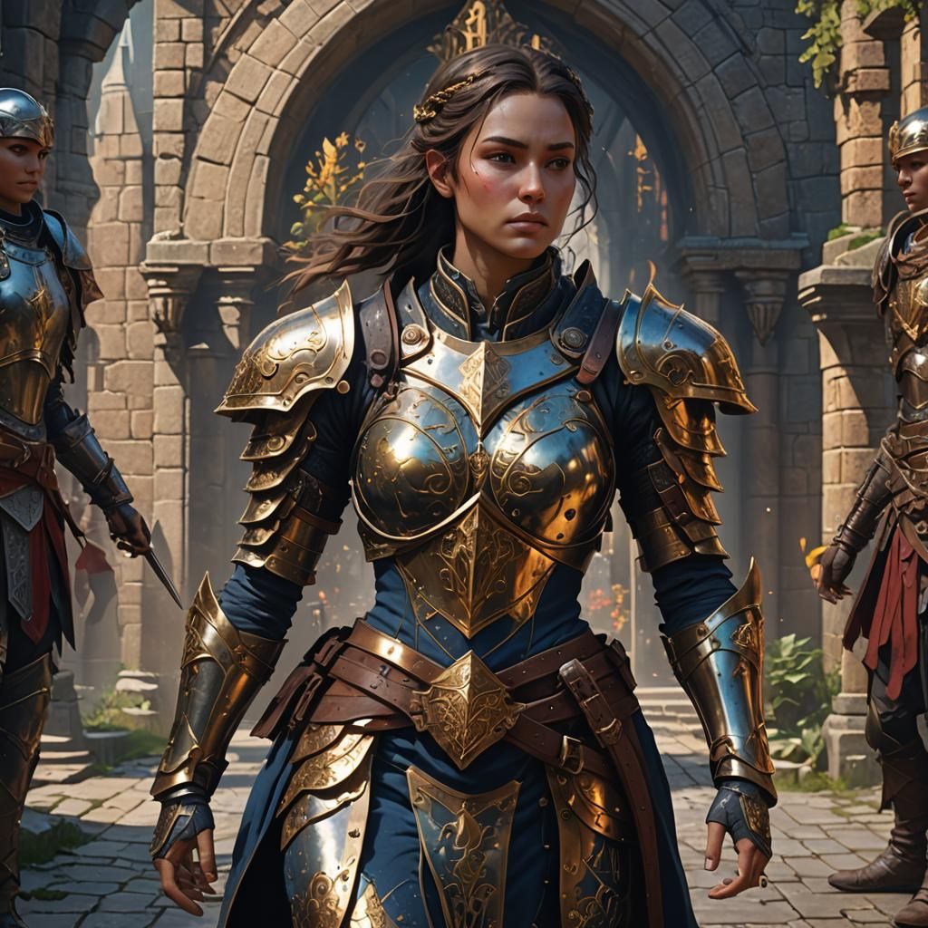 Cleric Woman in Shining Armor: Fantasy Concept Art