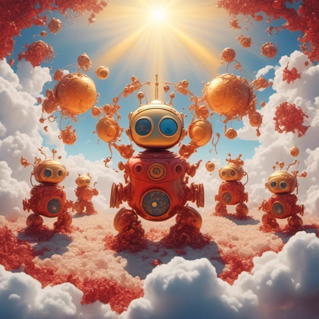 Robots in Clouds Sistine Chapel Style
