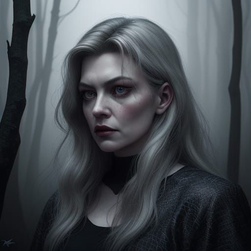 Surreal Portrait of Laura Palmer in Twin Peaks' Eerie Atmosp...