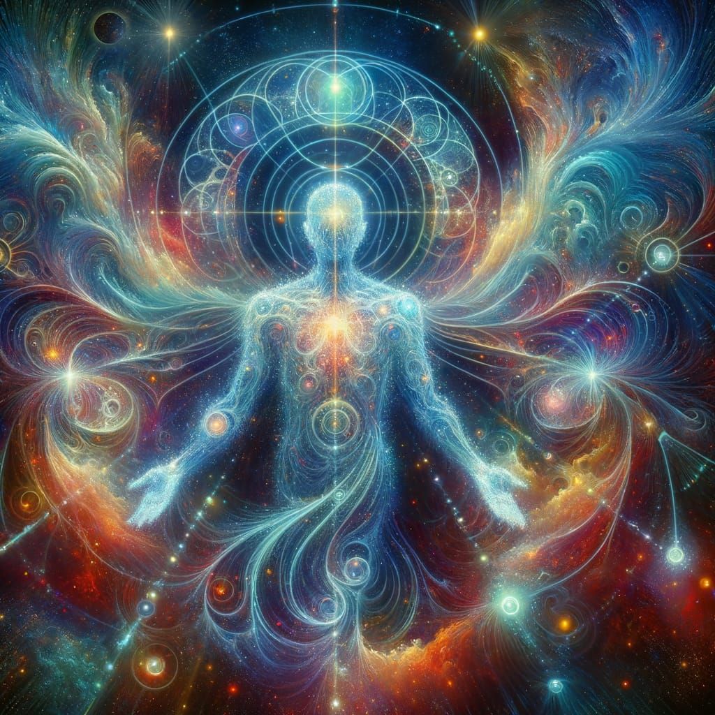 Luminous Fourth-Dimensional Being in Holographic Astral Styl...