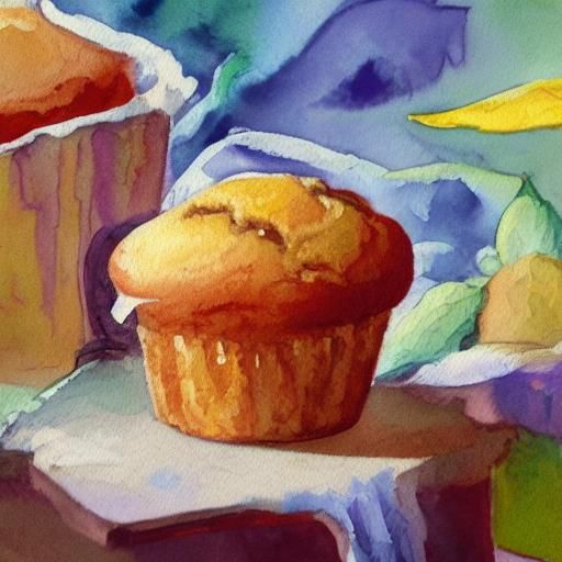 Muffin in Gouache Style, Impressionist Painting