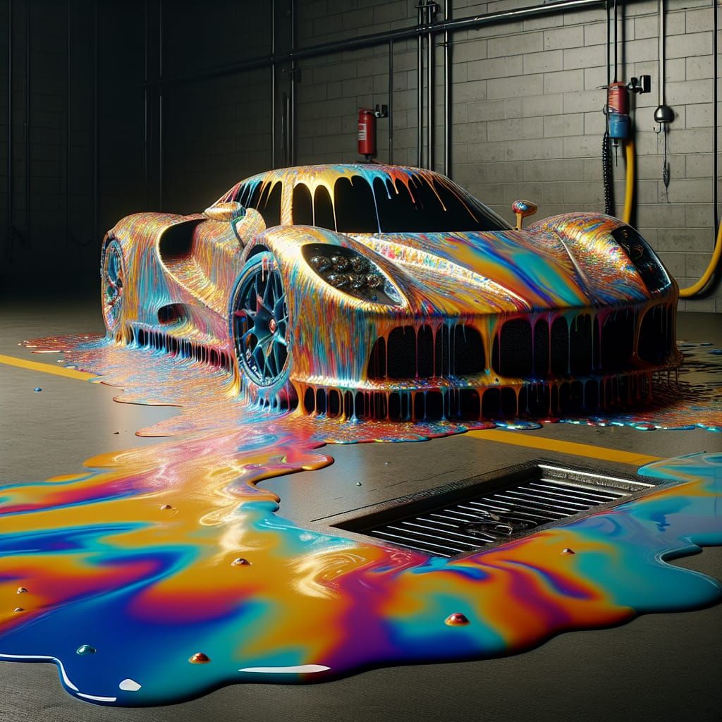 Melting Paint Supercar: A Viscoelastic Dream
