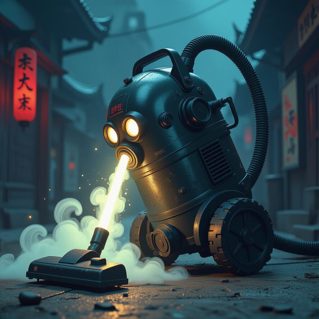 Possessed Vacuum Sucks Souls in 3D Horror Art