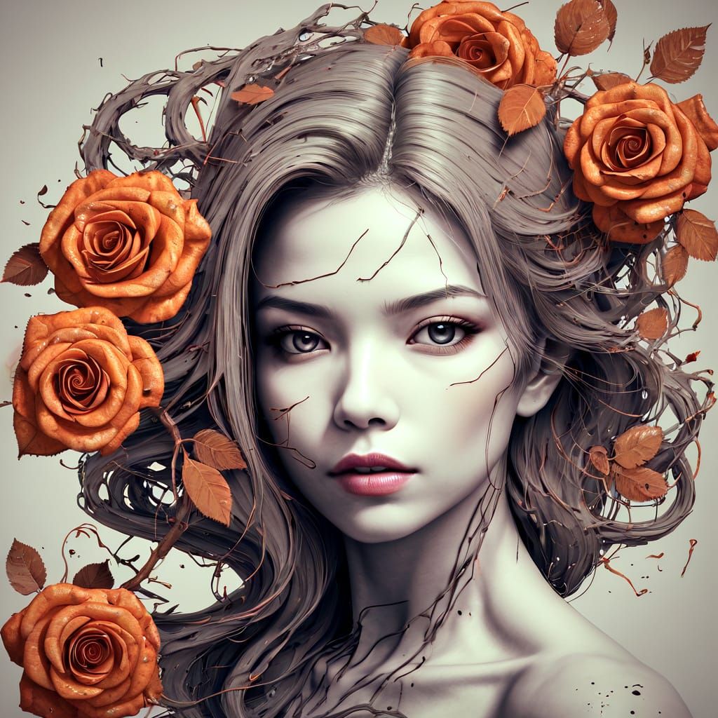 Abstract Autumn Rose in Vivid Colors