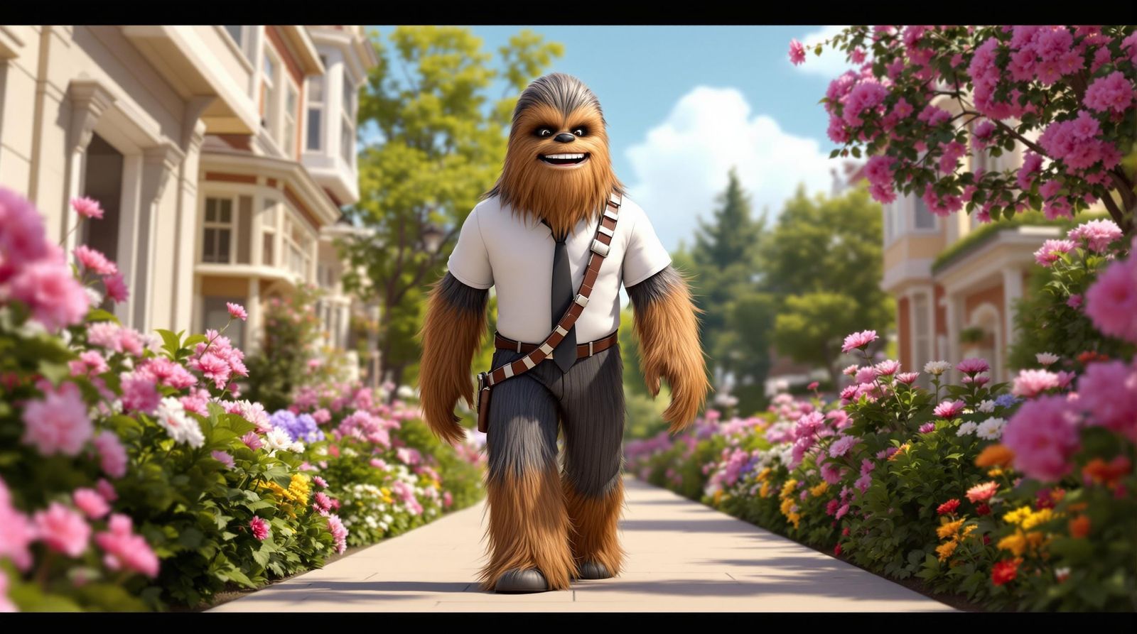 Surreal Chewbacca as LDS Missionary in a Sunny Day Portrait