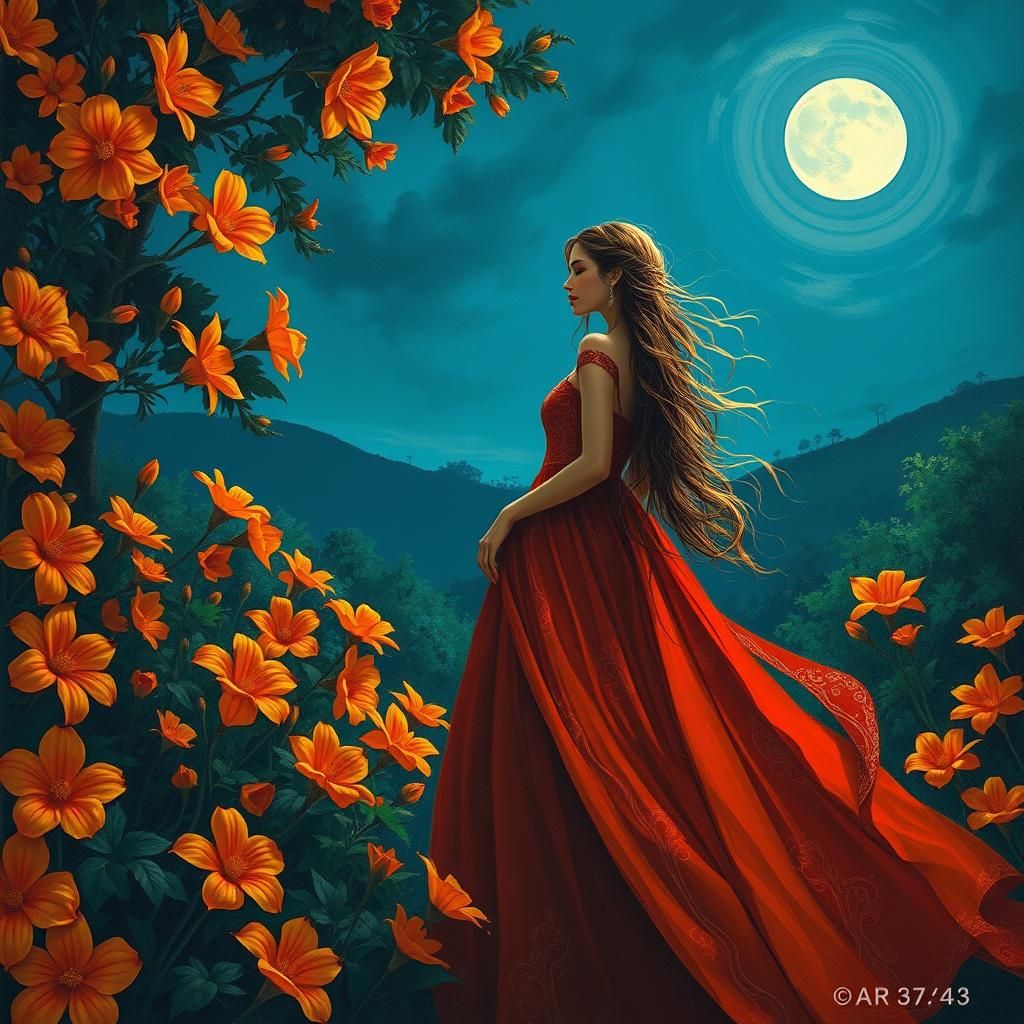 the moonlight in bloom, painting, in the style of bay area f...