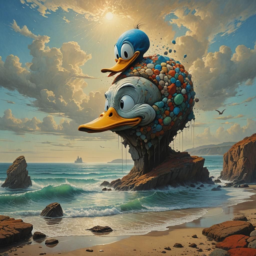 Donald Duck in Beksinski Style on Beach