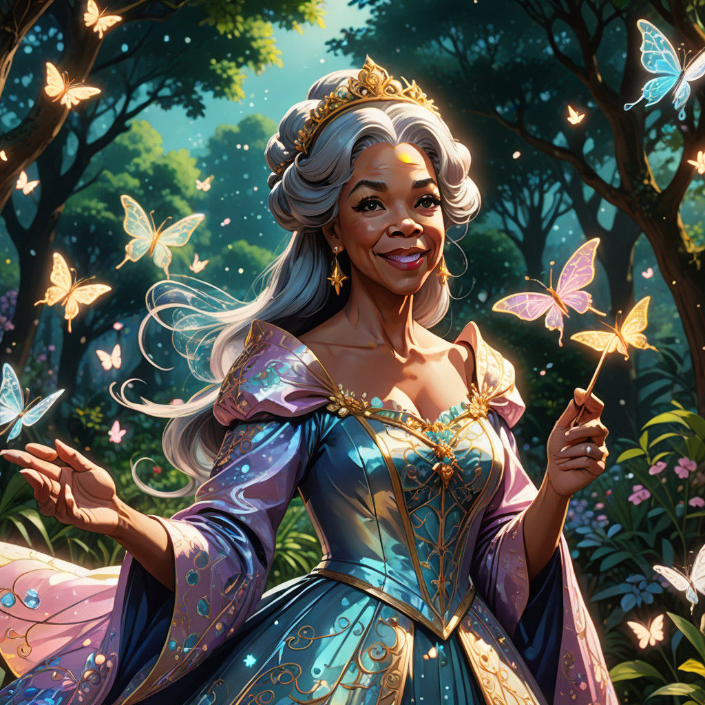 Surreal Fairy Godmother in Whimsical Garden