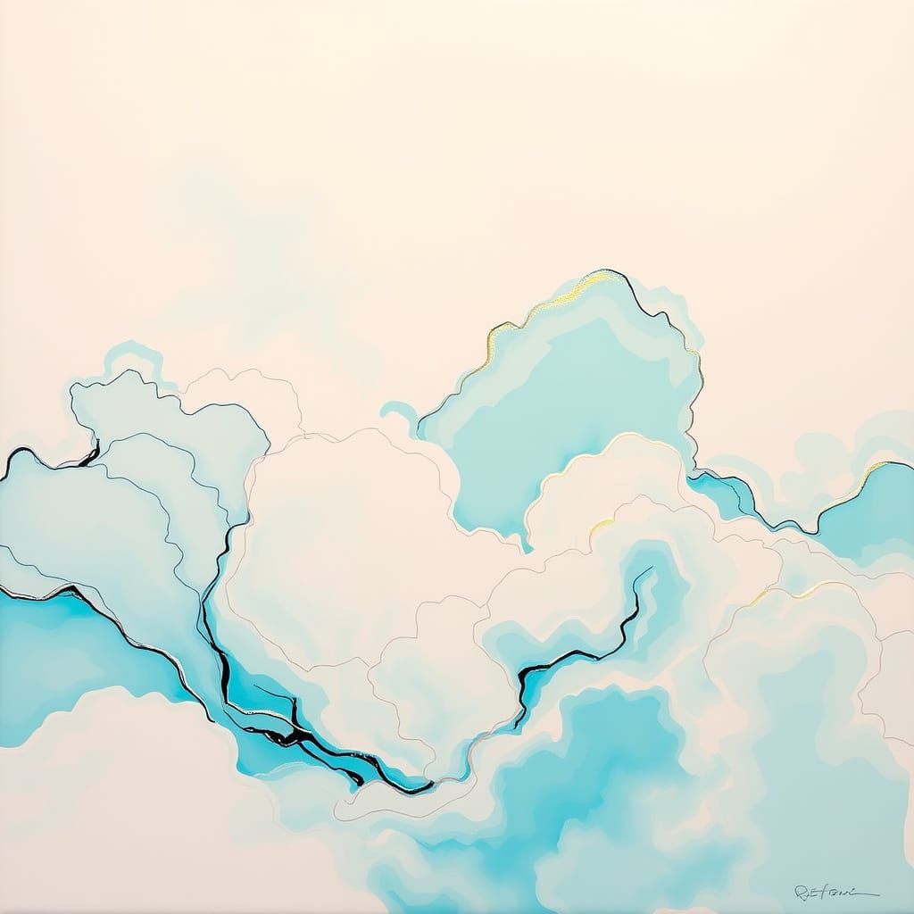 Dreamlike Abstract Expressionist Masterpiece in Vibrant Irid...