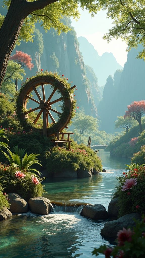 Enchanted Fairy Wheel in Lush Forest