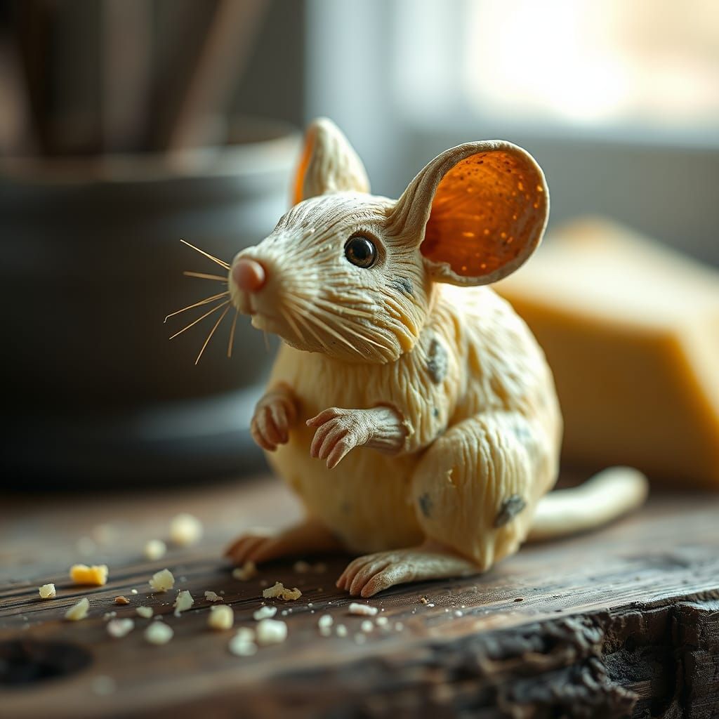 Cheese Mouse Figurine: A Detailed Still Life