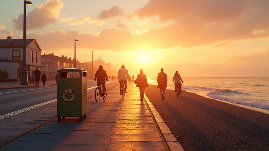 Sandymount Strand Sunset: Cyclists and Sustainable Living