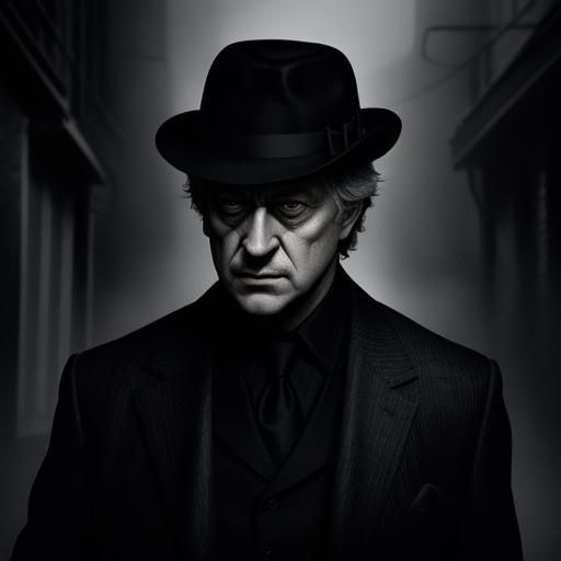 Suspicious Man in Dark Alleyway: A Noir Film Still