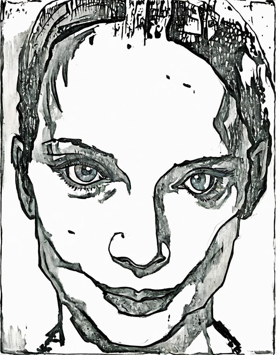 Brooding Woman in Expressionist Style