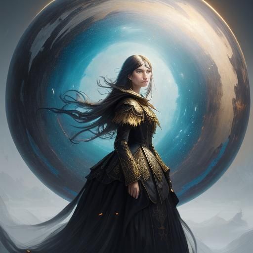 Mystical Orb Portrait as Impasto Oil Painting