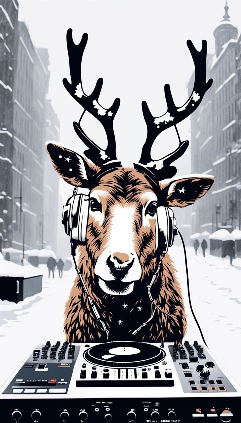 Raindeer DJ in Berlin: 90s Futuristic Stencil Art
