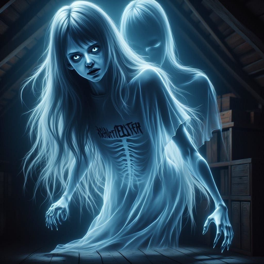 Hyperrealistic Ghost Entity Portrait with Flowing Hair