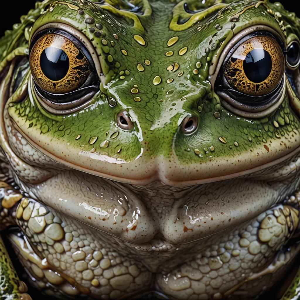 Shocked Frog: Surreal Hyperdetailed Photorealistic Close-Up