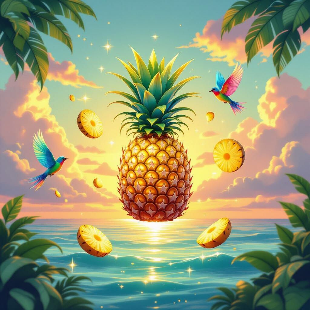 Golden Pineapple in Tropical Dream World