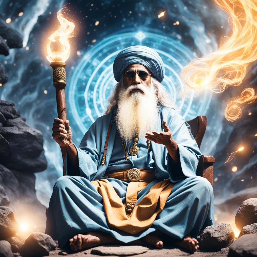 Meditating Wizard in Cinematic Film Style